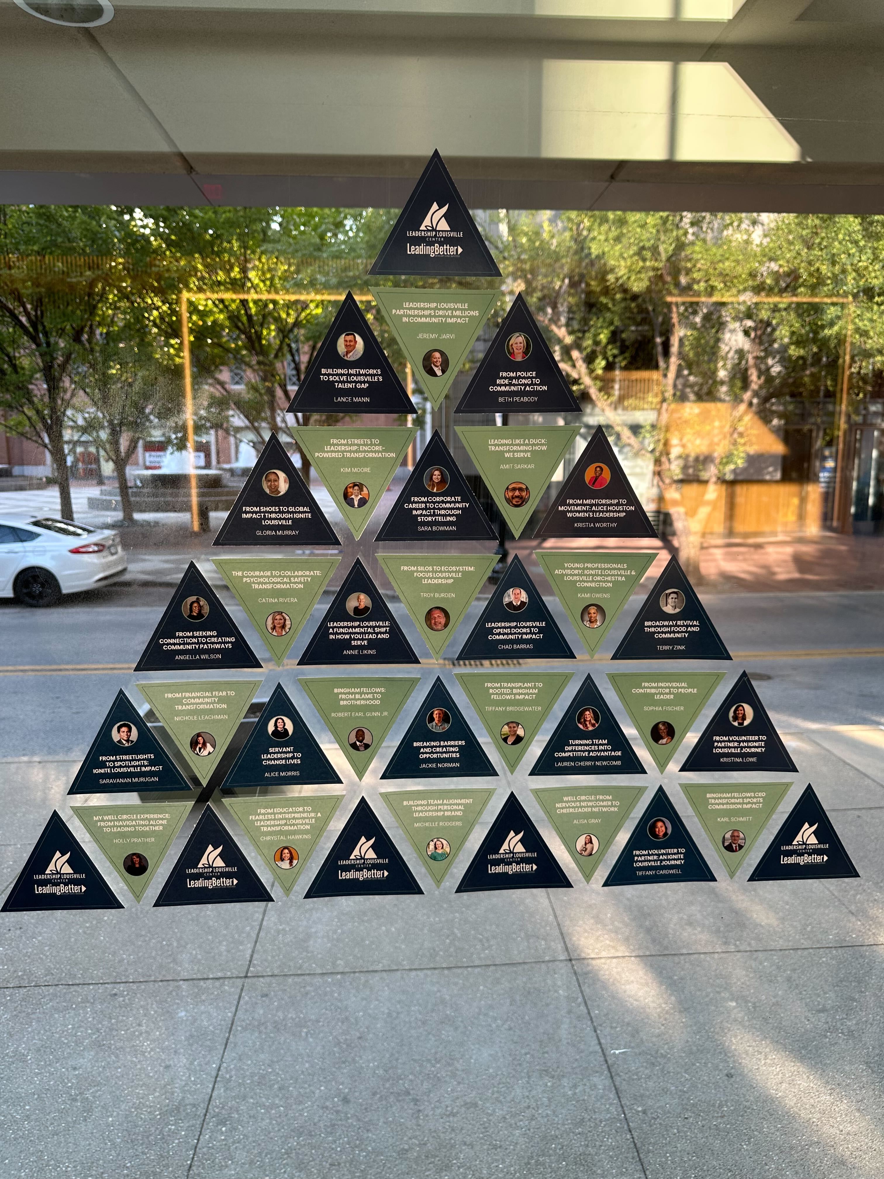 Leadership Louisville triangular story wall