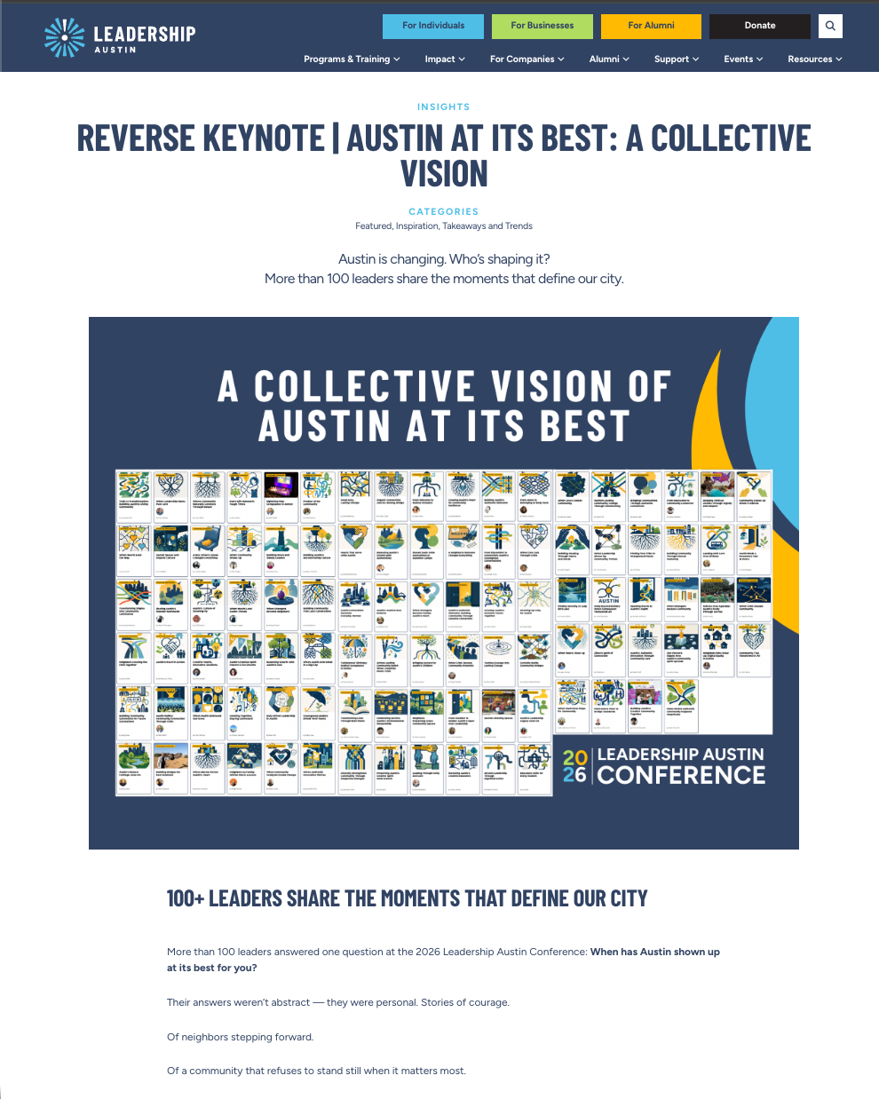 Leadership Austin public showcase page